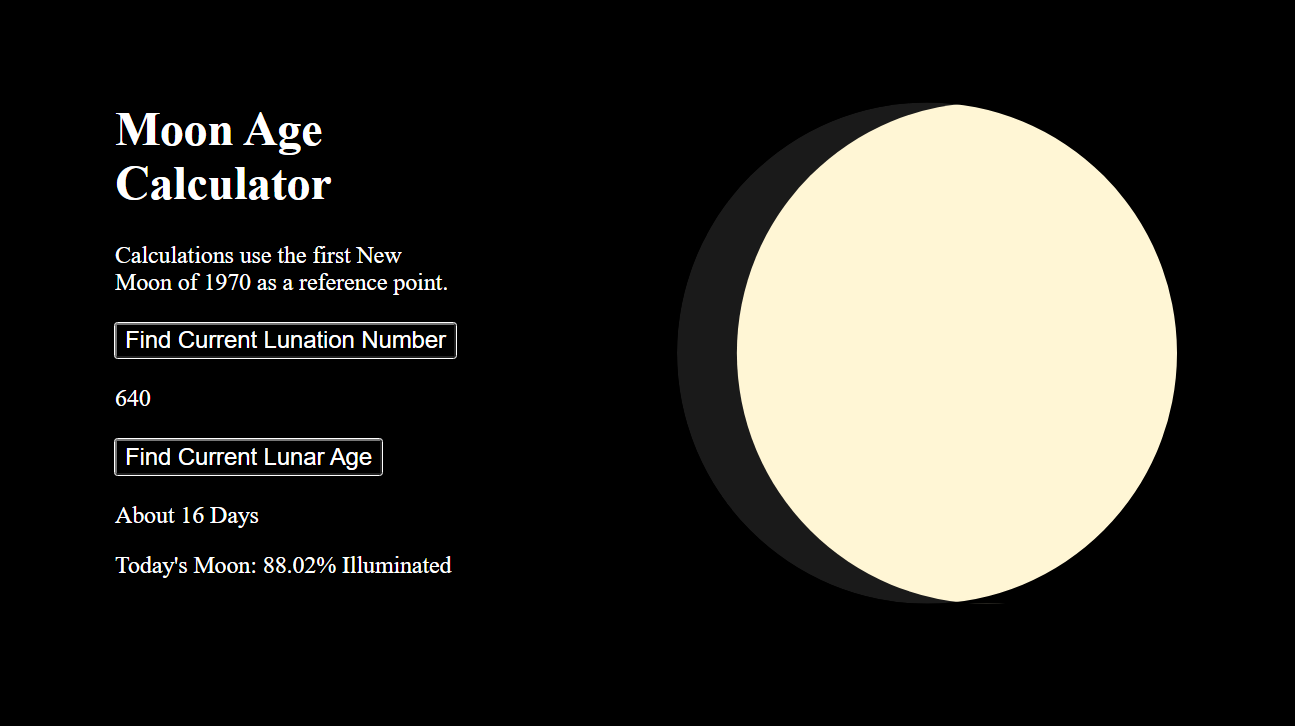 screenshot of moon calculator website featuring image of moon